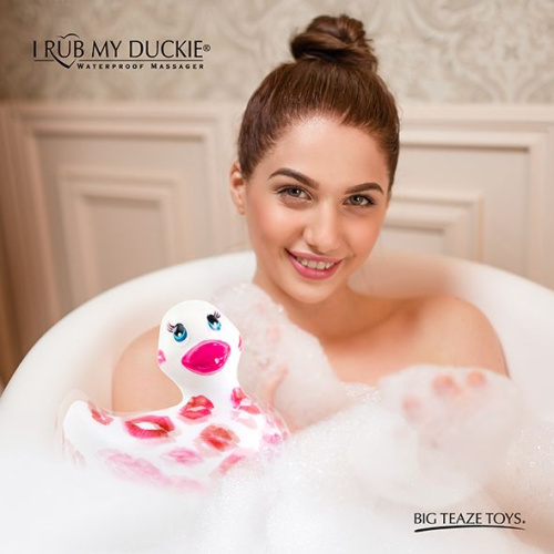 Big Teaze Toys Rub My Duckie Romance 2.0 - вібратор качка, 9 см (білий з червоним) - купити в Києві, Україні